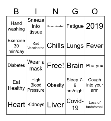 Covid Bingo Card