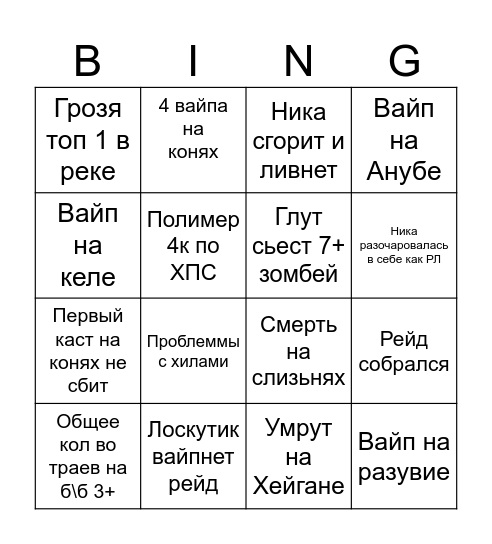 Ника в НАКС Bingo Card