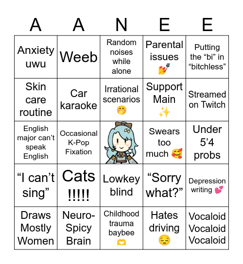 Ane Bingo Card
