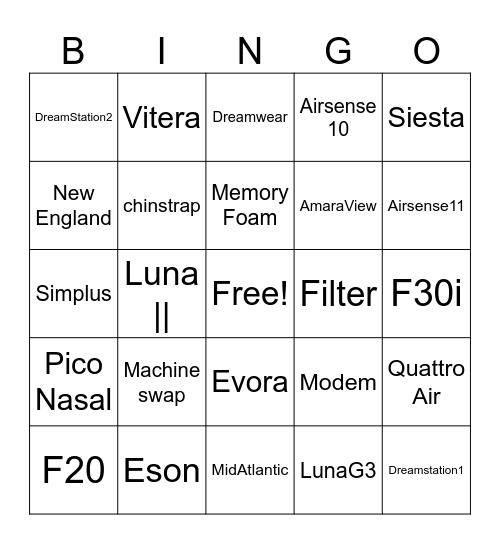 Sleep Coach Bingo Card