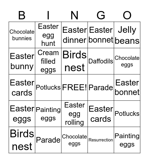 T2 presents: Easter Bingo Card
