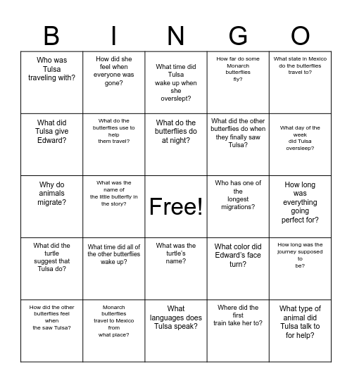 The Long Journey Home Bingo Card