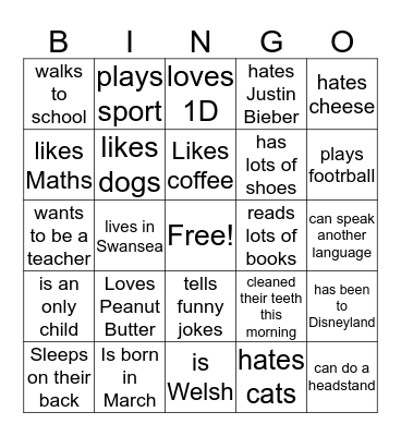 PeopleBingo Card