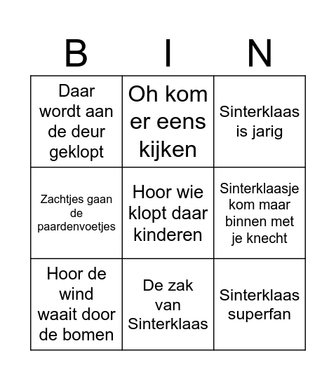 Musiekbingo Card