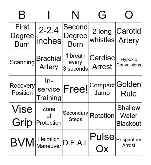 REVIEW  Bingo Card