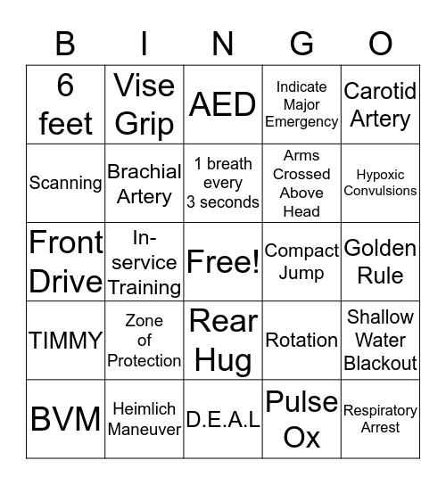 REVIEW  Bingo Card