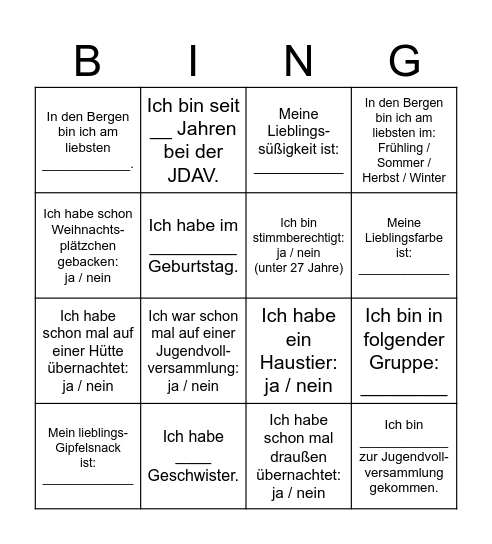 JDAV Bingo Card