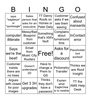 Customer Service BINGO Card