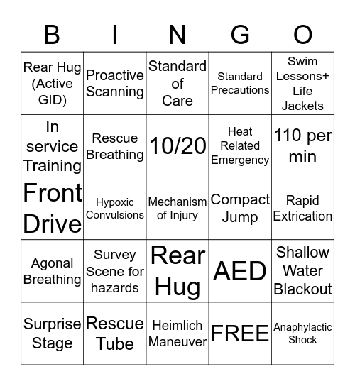 REVIEW  Bingo Card