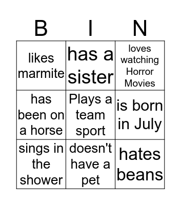 Untitled Bingo Card