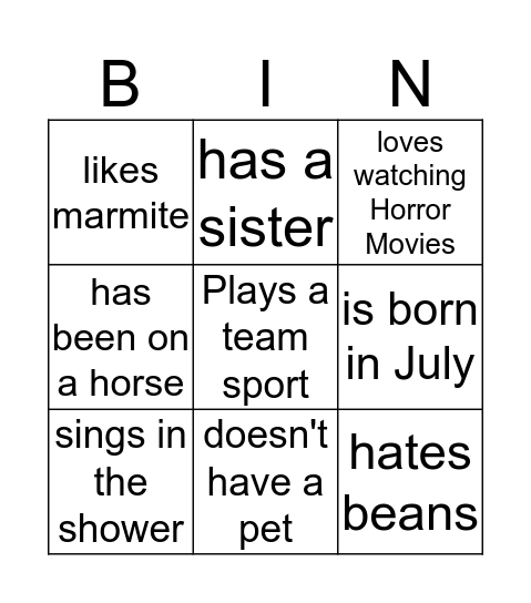 Untitled Bingo Card