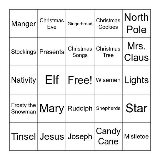 Christmas Bingo Card