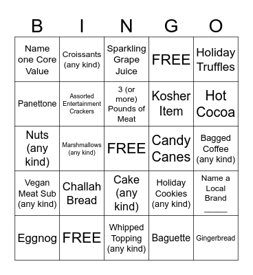 Holiday Bingo Card