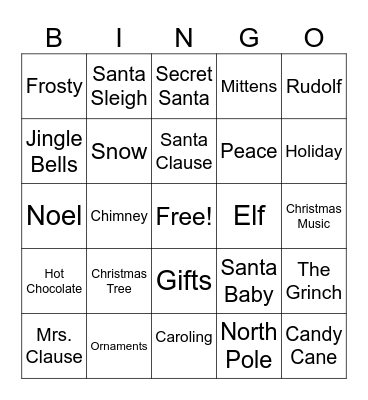 Happy Holidays Bingo Card