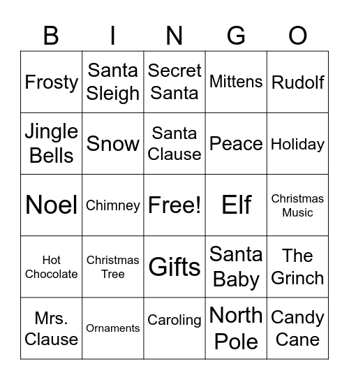 Happy Holidays Bingo Card