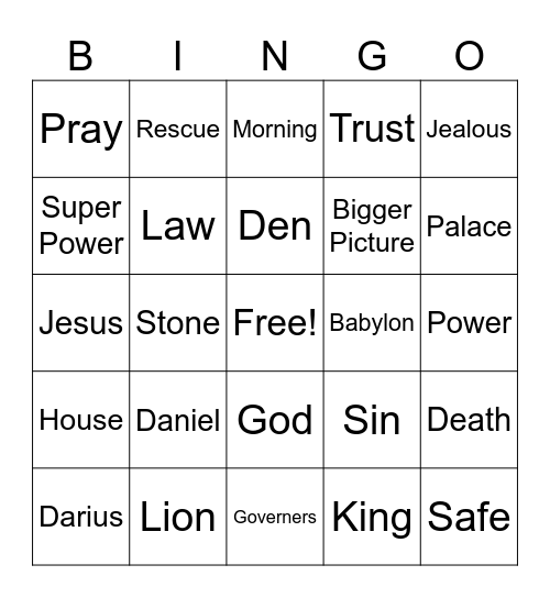 Bible Study Bingo Card
