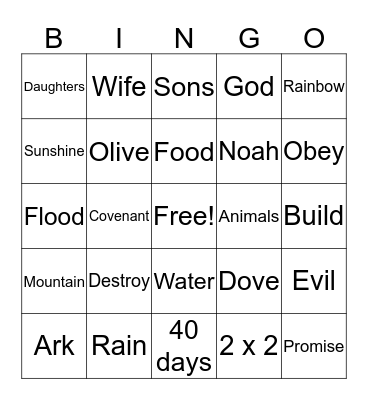 NOAH'S ARK Bingo Card