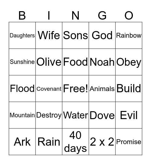 NOAH'S ARK Bingo Card