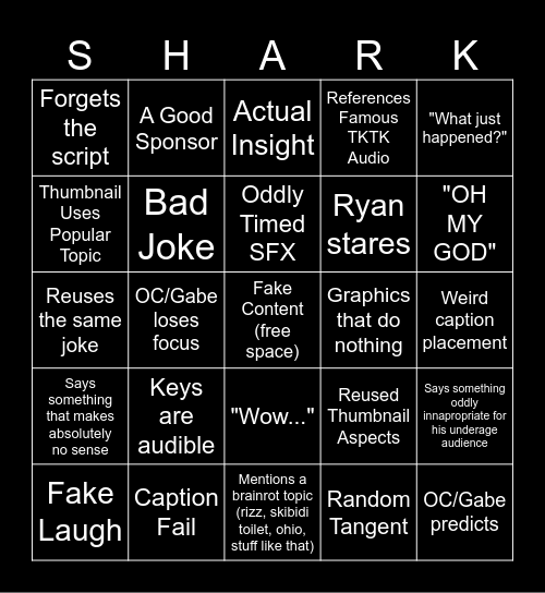 SHARK Bingo Card