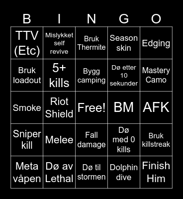 Warzone 3.0 Bingo Card