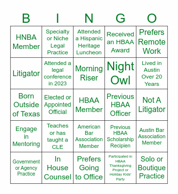Name: Bingo Card