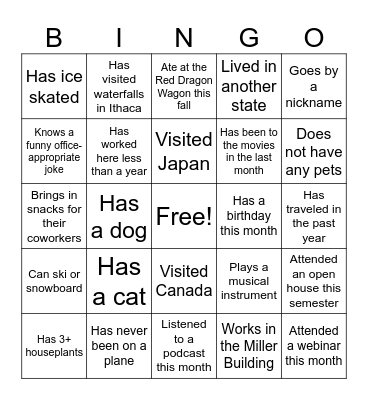 Icebreaker BINGO! Find someone who... Bingo Card
