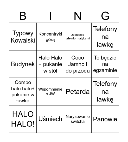 Ciżmowski bingo Card