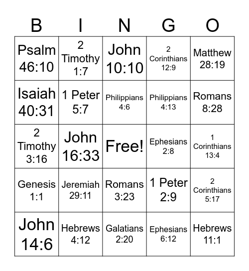 Bible Verse Bingo Card