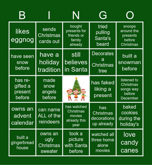 Jingle & Mingle Bingo Card