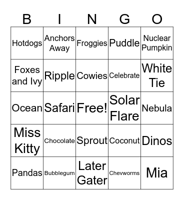 Softbums Bingo Card