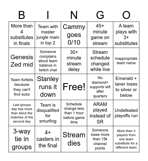 Winter Tournament Bingo Card