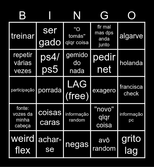 Simaum Bingaum Bingo Card