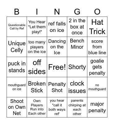 Hockey Bingo Card