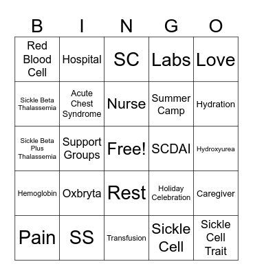 Sickle Cell BINGO Card