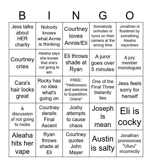 EO Season 6 Final Ascent Bingo Card