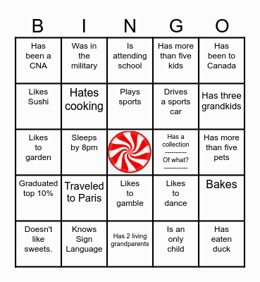 CANDY CANE LANE Bingo Card