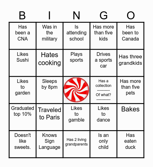 CANDY CANE LANE Bingo Card