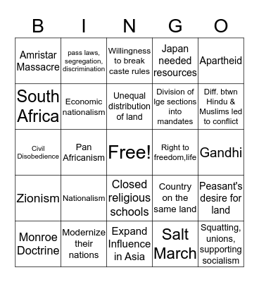 Global 2 Chapter 12 Bingo Card