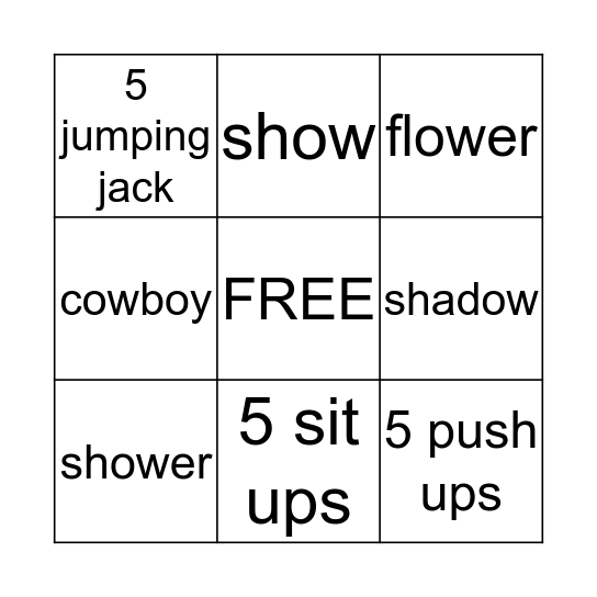 Snowplow Bingo Card