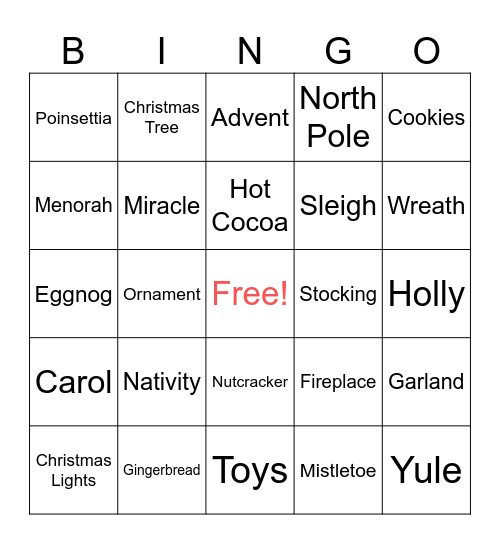 Holiday Bingo Card