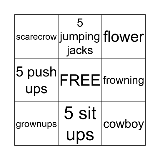 Snowplow Bingo Card