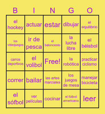 Pasatiempos Bingo Card