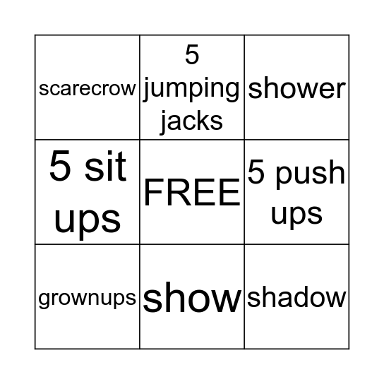 Snowplow Bingo Card