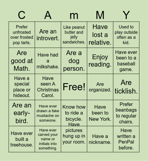 All-About-Campbell Bingo! Bingo Card