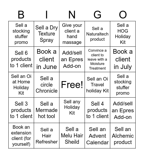 Holiday Bingo Push Bingo Card