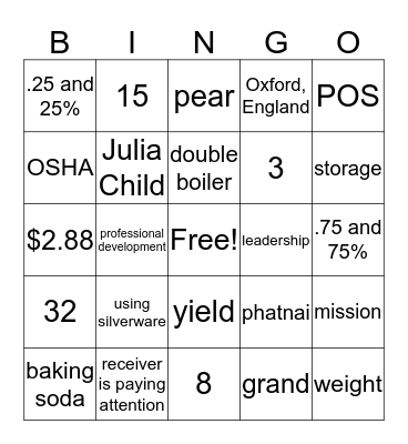CPAS Review for Chapters 1-9 Bingo Card