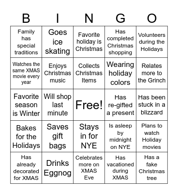 HOLIDAY BINGO Card