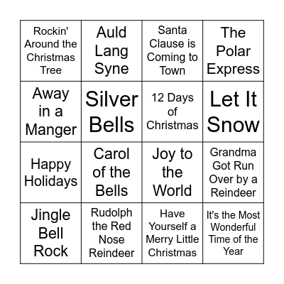 Christmas Song Bingo Card