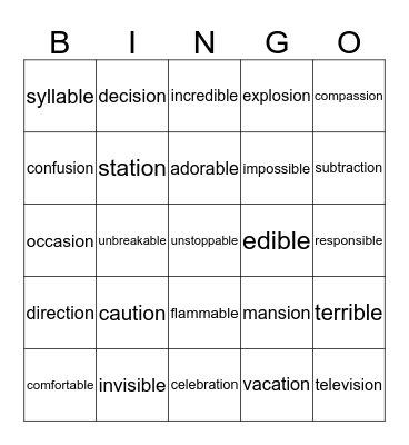 BINGO Card