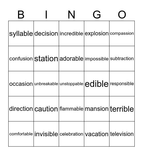 BINGO Card